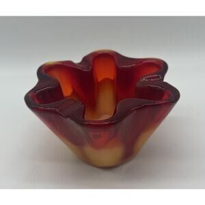 MCM 1950’s SASAKI Amberina Slag Art Glass 3 Rest Ashtray Japan Cadmium Glow